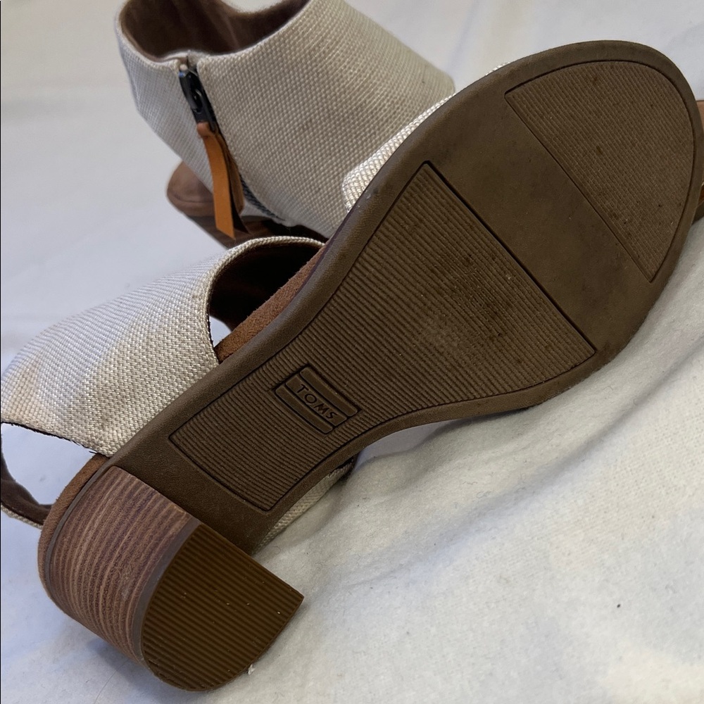 Tom’s Majorca Women's Neutral Fabric Block Heel Sandals - Beige Womens 8 - Picture 6 of 8